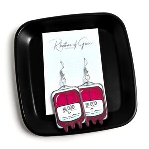 Blood Bag Dangle Earrings - Quirky & Unique Statement Jewelry for Medical Staff